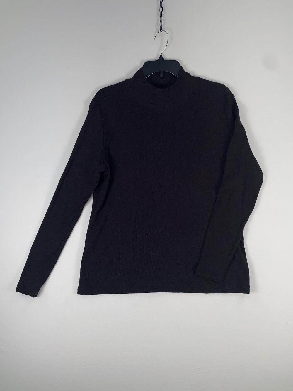 Regatta Sweater Mens XL Black Mock Neck Ribbed Cotton Knit Pullover Long Sleeve